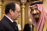 Francois Hollande and Saudi Arabia's new King Salman
