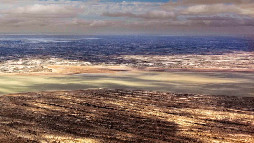 Clouds leave mottled pattern on Lake Eyre
