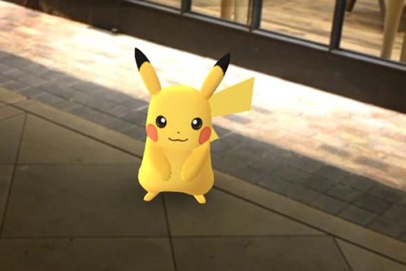 Screengrab of Pikachu on the Pokemon Go app