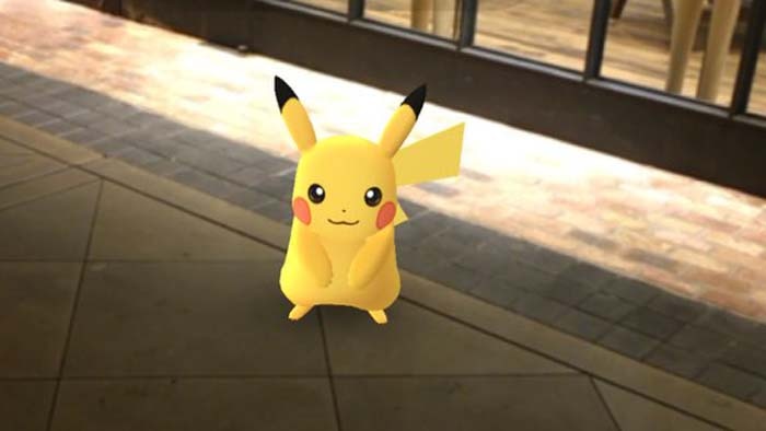 Screengrab of Pikachu on the Pokemon Go app