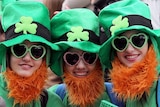 Dubliners dressed as leprechauns attend the St Patrick's Day parade.