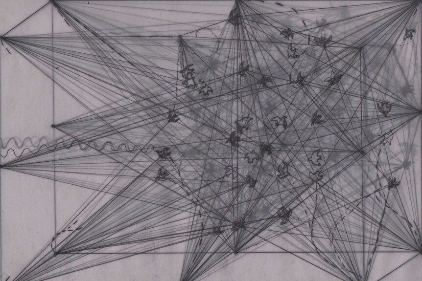 A still from Steve Durbach's animation called Schrodinger's Bird.