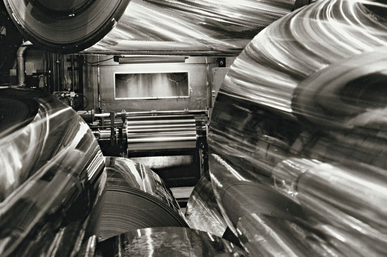 Rolls of sheet aluminium at the Alcoa aluminium fabrication plant