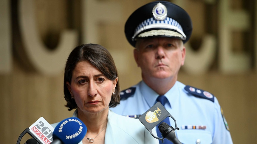 Police Commissioner Michael Fuller (right) and Premier Gladys Berejiklian