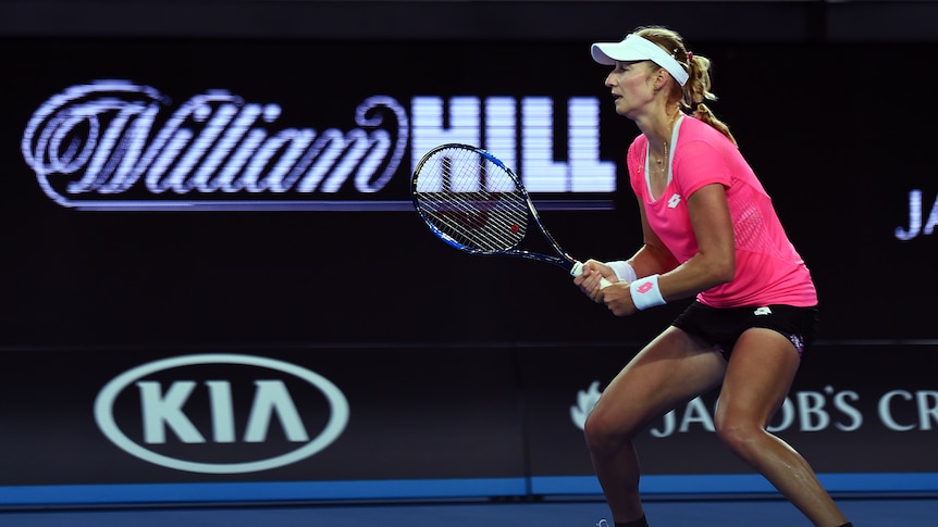 Betting sponsor tennis generic: Ekaterina Makarova readies for a shot