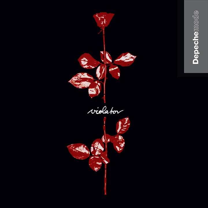 The cover of Depeche Mode's Violator album is a red drawing of a rose against a black background.