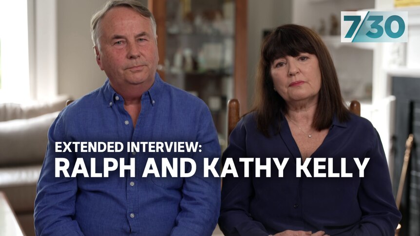 Ralph and Kathy Kelly sitting in their home.
