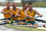 William Lockwood, James Chapman, Drew Ginn and Joshua Dunkley-Smith compete in the final of the men's four rowing