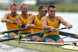 William Lockwood, James Chapman, Drew Ginn and Joshua Dunkley-Smith compete in the final of the men's four rowing