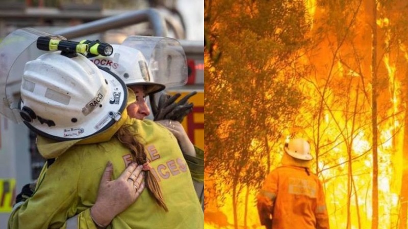 在澳大利亚，志愿消防员担负起扑灭山火的重任。