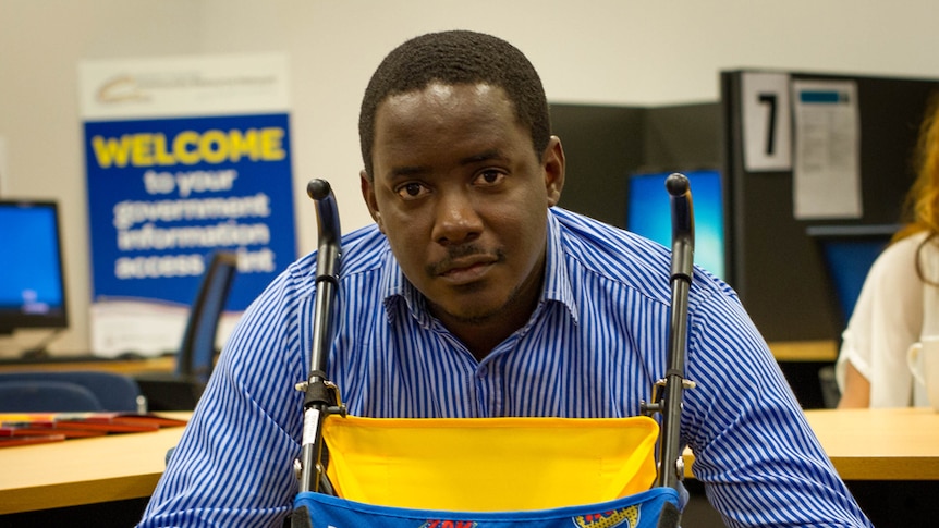 Andrew Adeyemi and his daughter at a welcome to Kambalda morning tea.