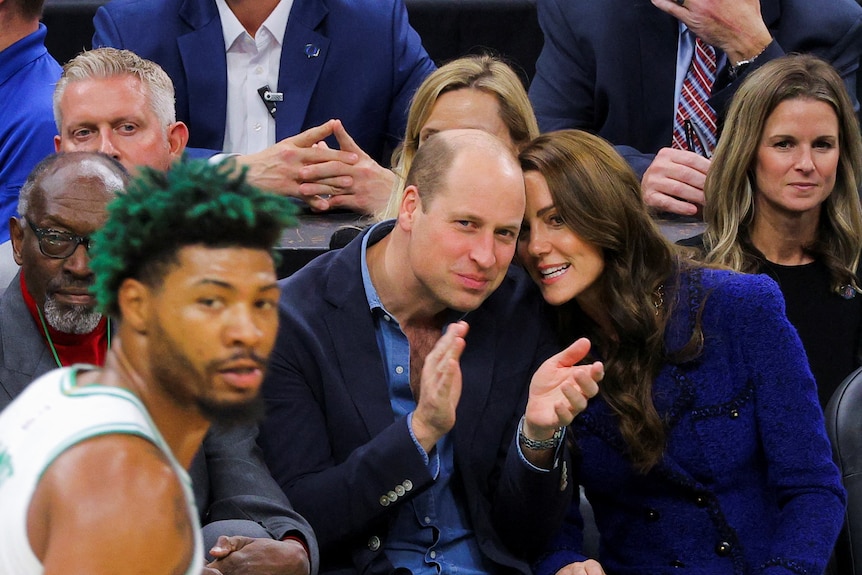 William and Kate watching a basketball game