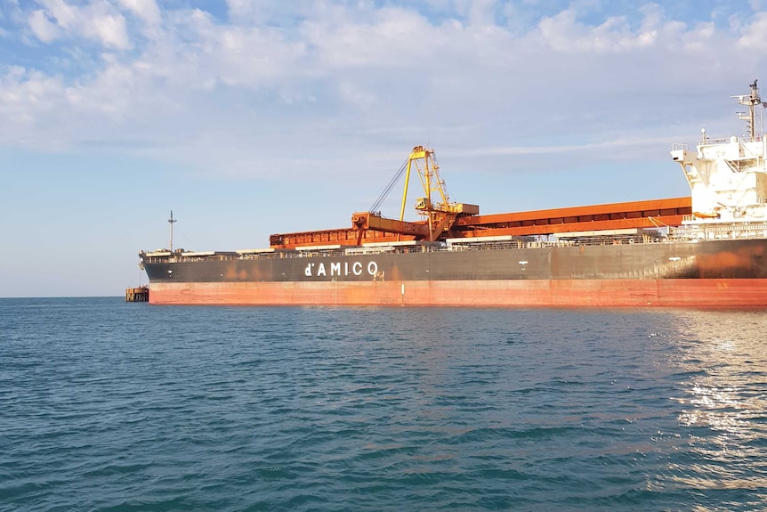 A Rio Tinto bauxite vessel in Gove.