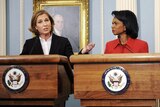 Condoleezza Rice (R) expects other countries to follow the US's lead and sign a similar agreement.