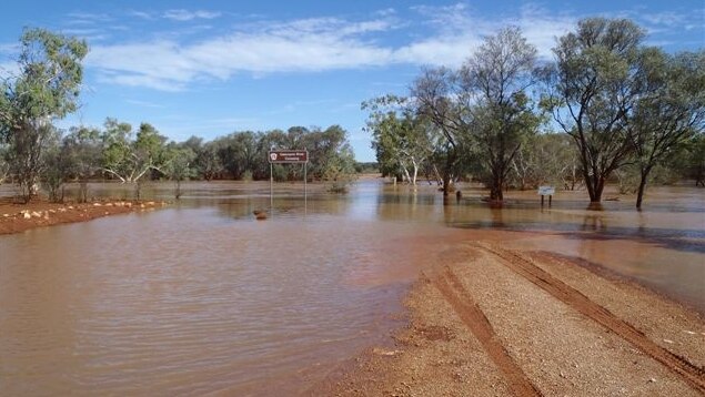 Burringurrah sign stands in floodwaters