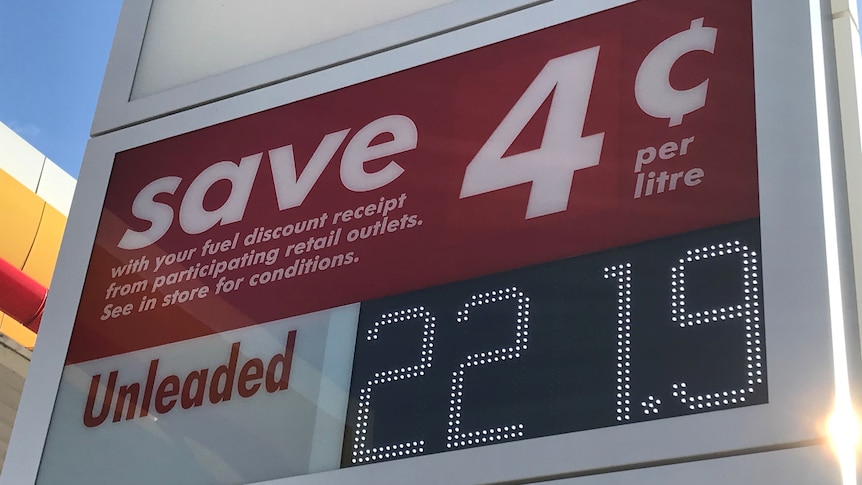 Unleaded petrol selling at 221.9 cents a litre at a Shell service station in Adelaide.