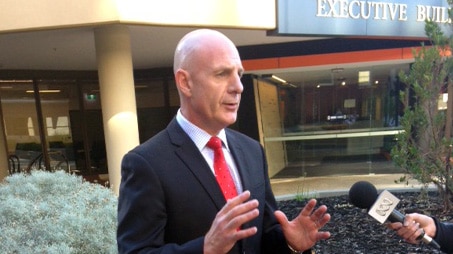 Tasmanian Treasurer Peter Gutwein speaking to reporters in Hobart march 31 2016