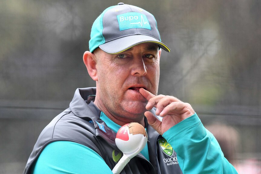 Darren Lehmann at an Australia training session at Adelaide Oval before the start of the second Ashes Test.