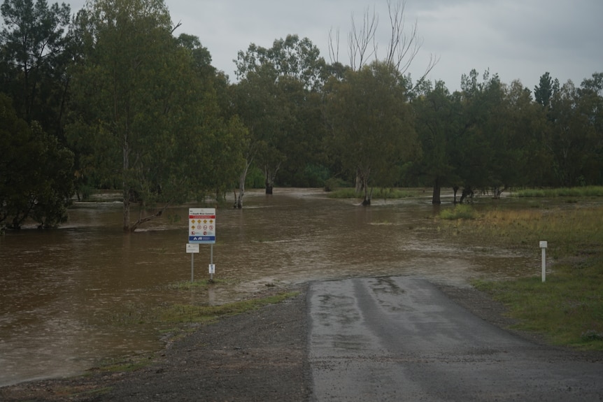 A flooded road.