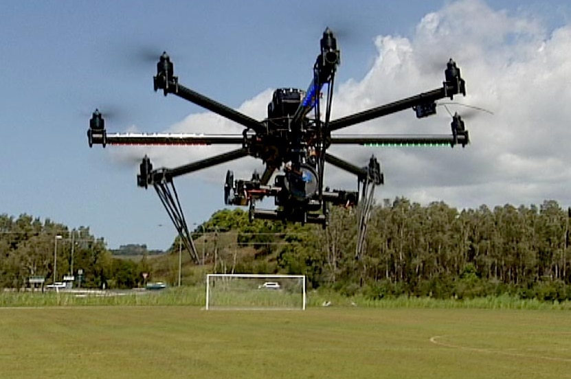 Drone used for photography in flight.
