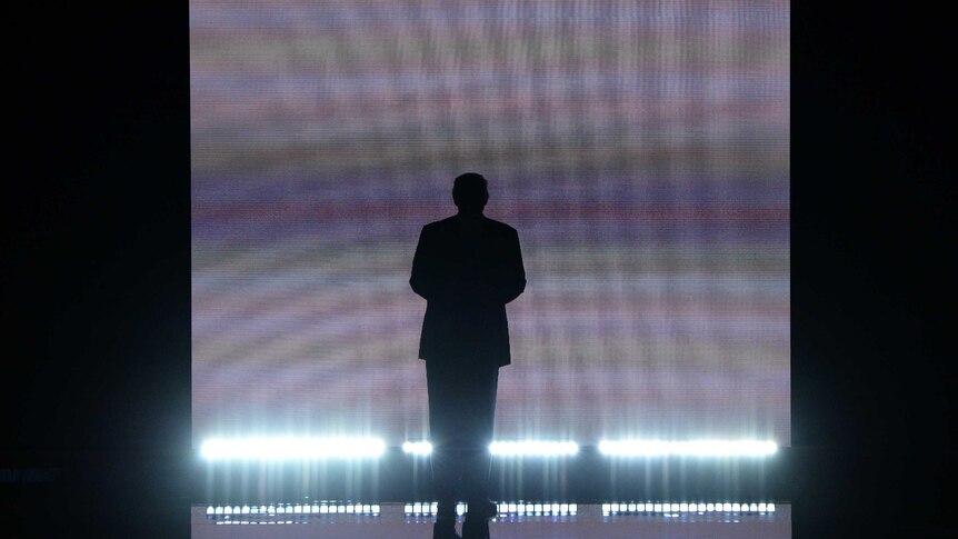 Mr Trump's theatrical entrance to the stage at the Republican convention