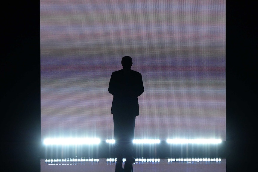 Mr Trump's theatrical entrance to the stage at the Republican convention