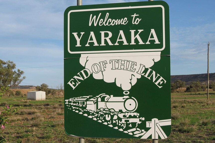 'End of the line' town sign for Yaraka