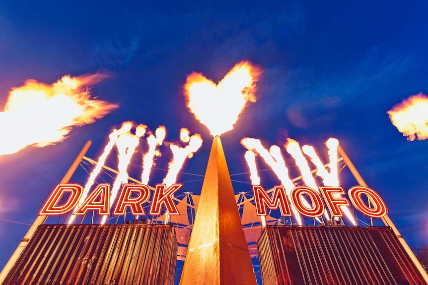 flames at the entrance to the Dark Mofo winter feast