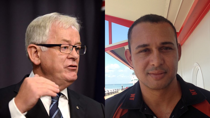 Former trade minister Andrew Robb (left) and Thomas Mayor from the Maritime Union of Australia