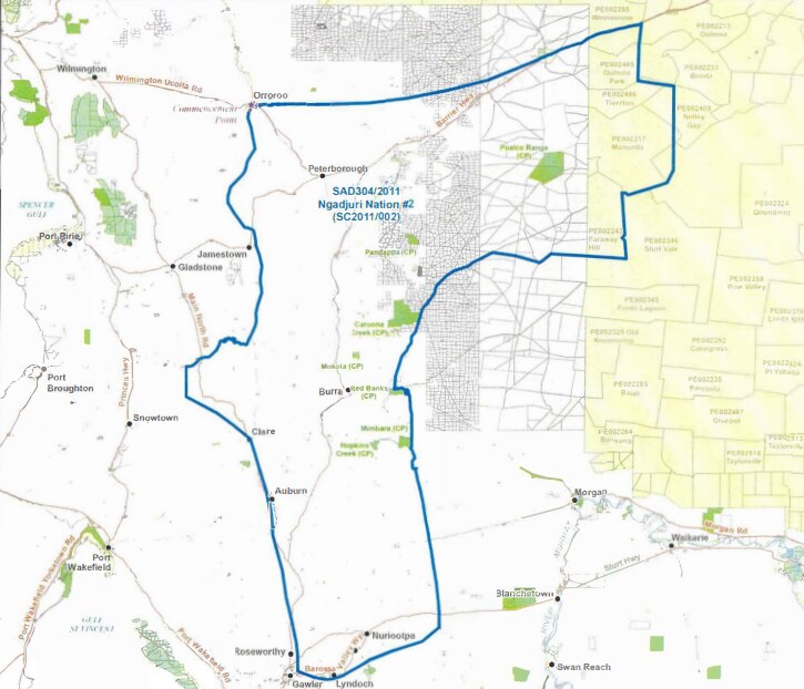 A map outlining the boundaries for the native title.