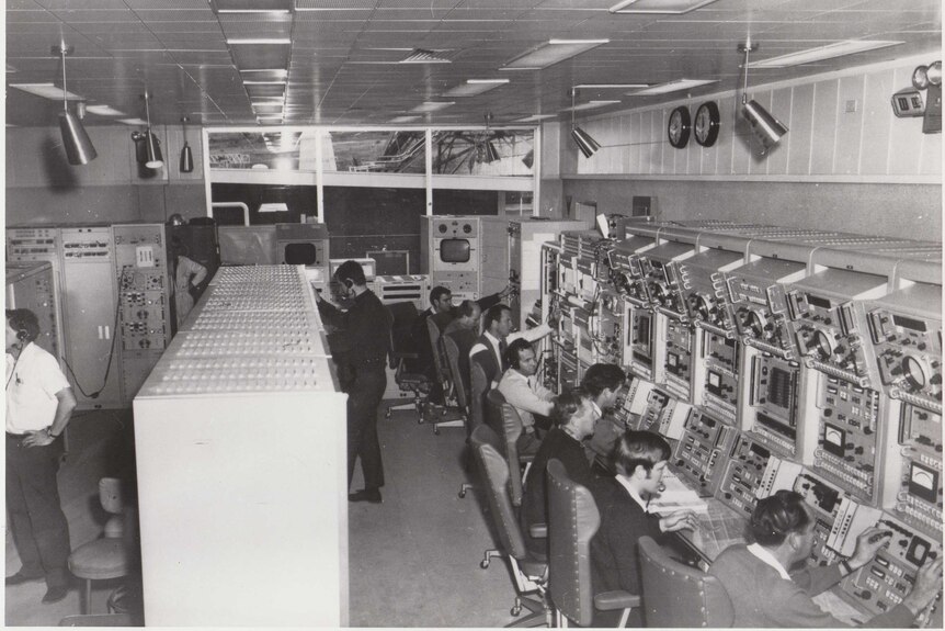The control room for DSS42, the Canberra Deep Space Communication Complex's original antenna in 1969.