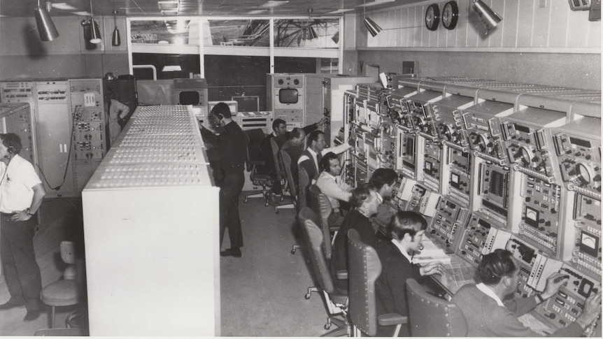 The control room for DSS42, the Canberra Deep Space Communication Complex's original antenna in 1969.
