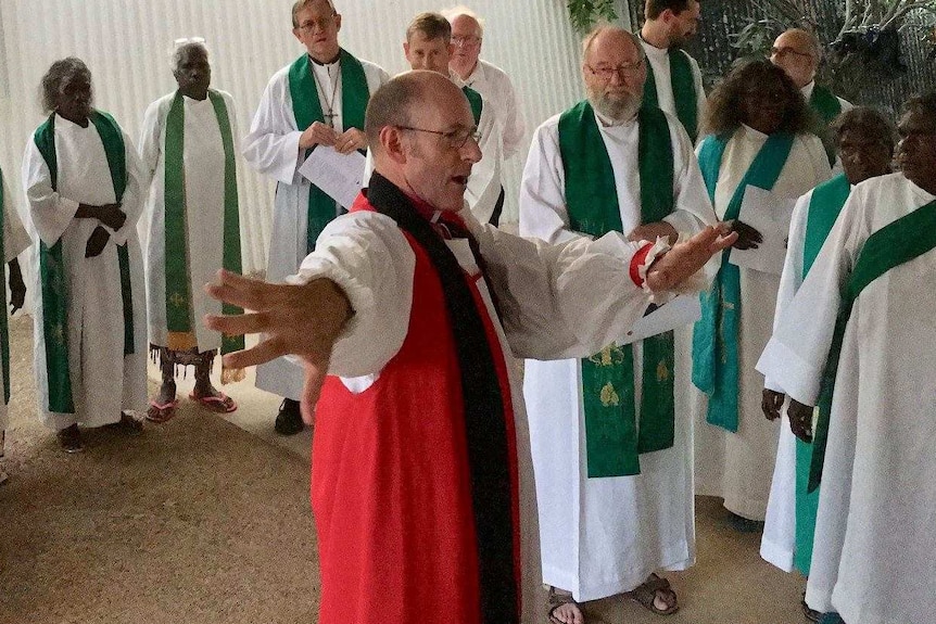 Bishop Greg Anderson and clergy