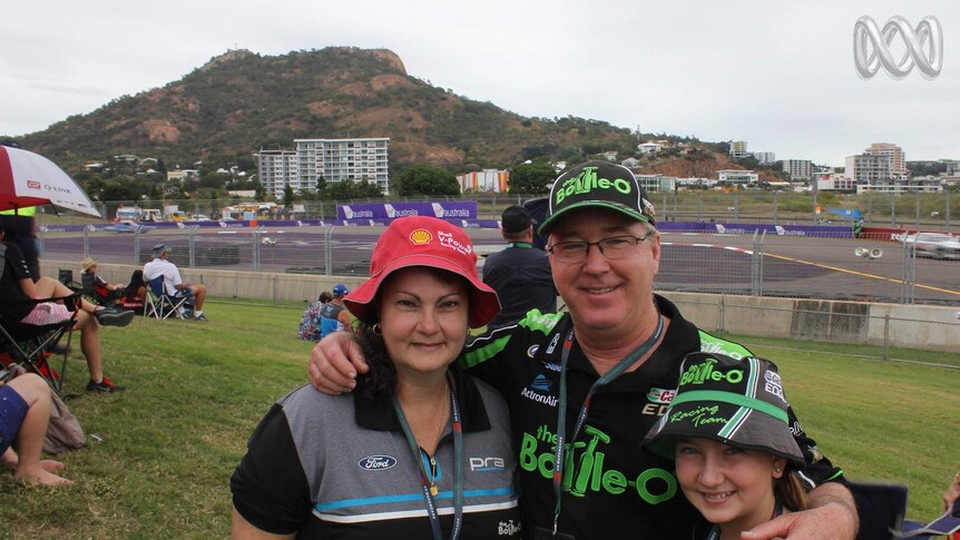The McIntosh family from the Burdekin stand in front of the racetrack at Townsville's Reid Park