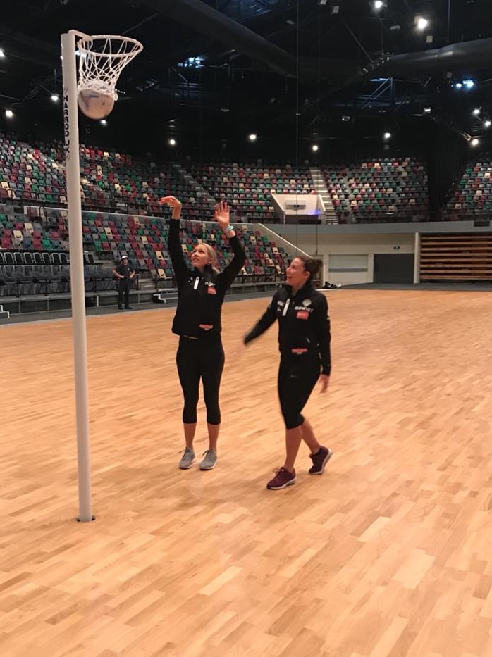 Netballers at the Derwent Entertainment Centre in 2017.