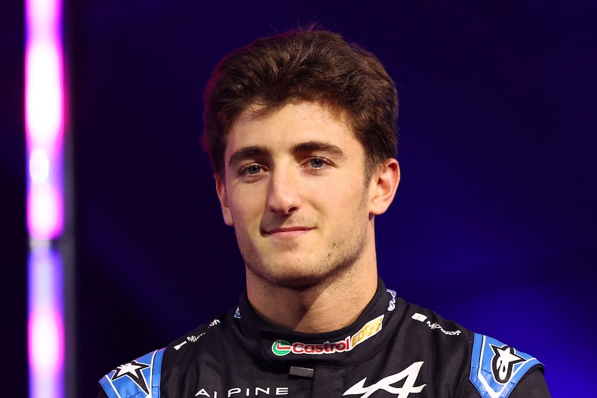 F1 reserve driver Jack Doohan during the launch of the Alpine F1 car, wearing a racing suit with no helmet