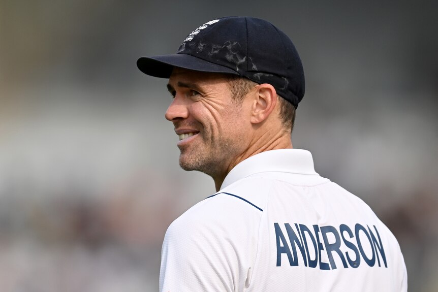 Jimmy Anderson looks over his shoulder