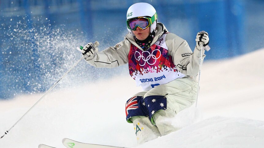Australia's Britteny Cox competes in the women's moguls final at Sochi 2014.