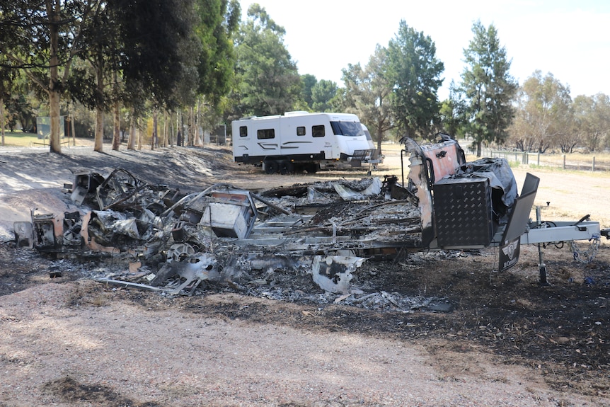 Caravans destroyed in a fire 