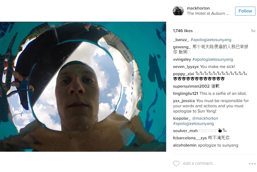 马克·霍顿在Instagram上受到愤怒的中国用户的攻击。