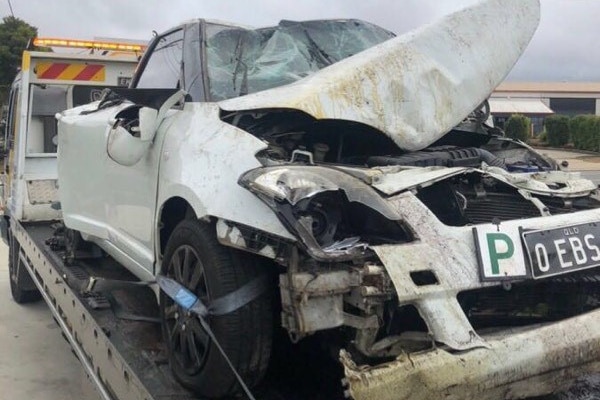 The white suzuki swift was left a compete write-off