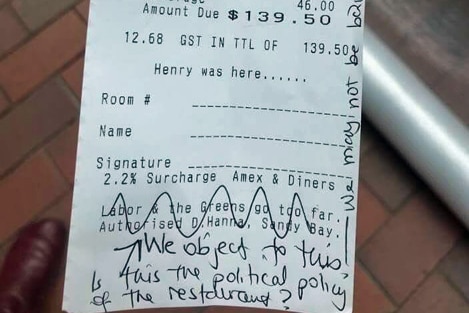 Pro-pokies message on a Jam Packed receipt