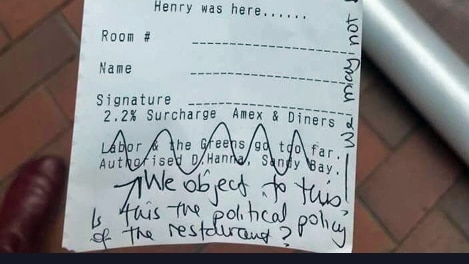 Pro-pokies message on a Jam Packed receipt