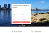 A screengrab of the Airbnb website advertising Perth properties