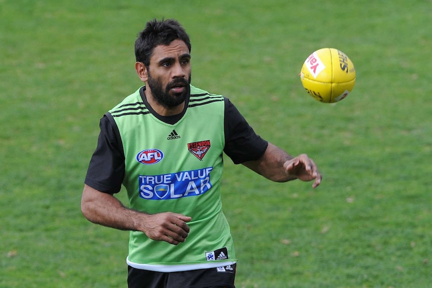 Nathan Lovett-Murray about to mark the ball at training.