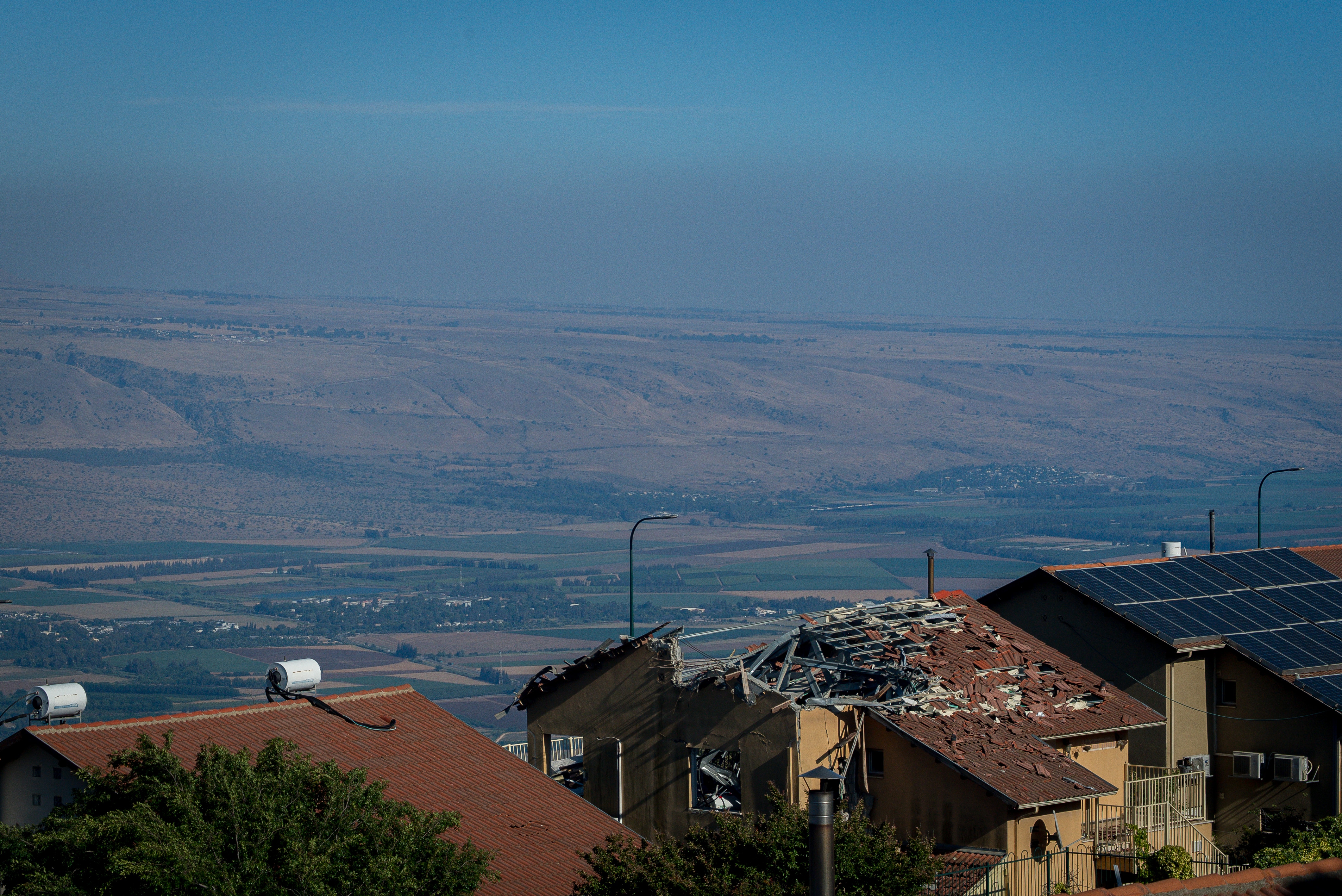 The view from a damaged house in Misgav Am.