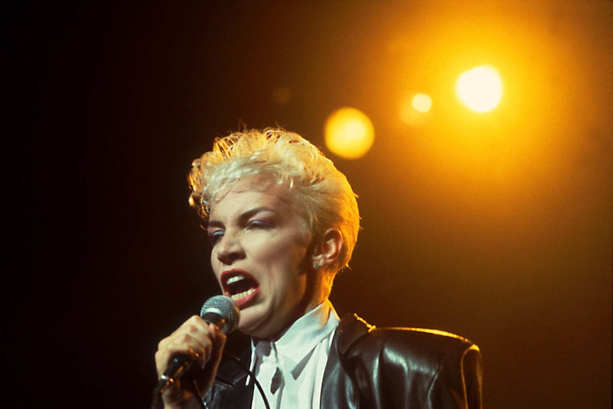 Annie Lennox of the Eurythmics performs at the Poplar Creek
