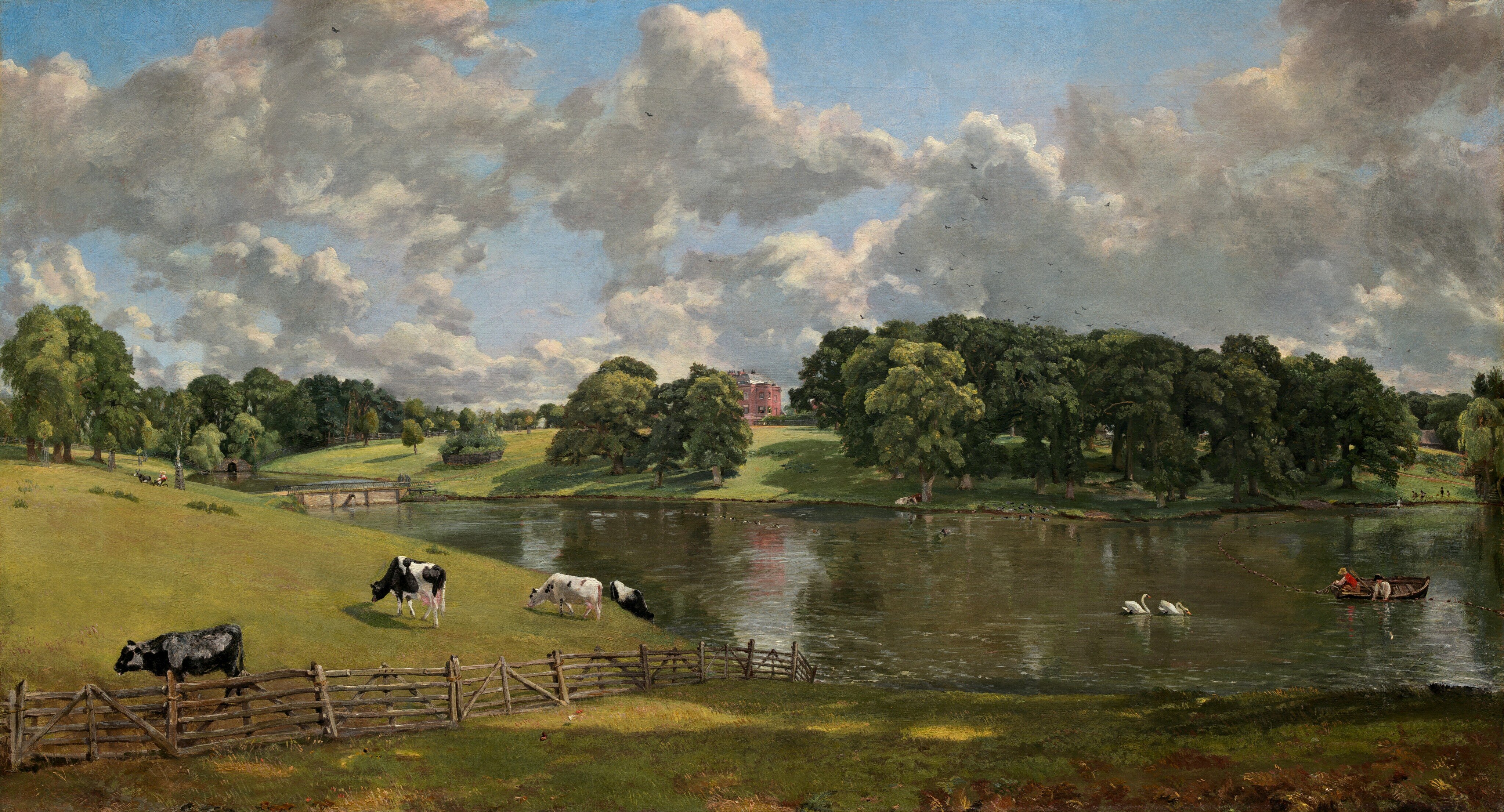 oil painting depicting country scenes, including cows