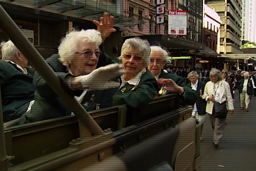 Photo of women at an ANZAC day march.