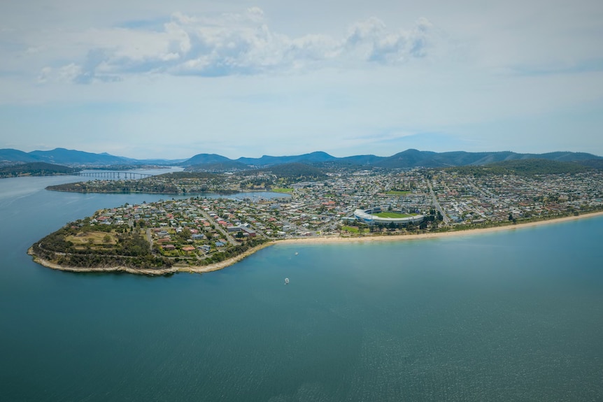 Aerial view of Hobart's eastern shore